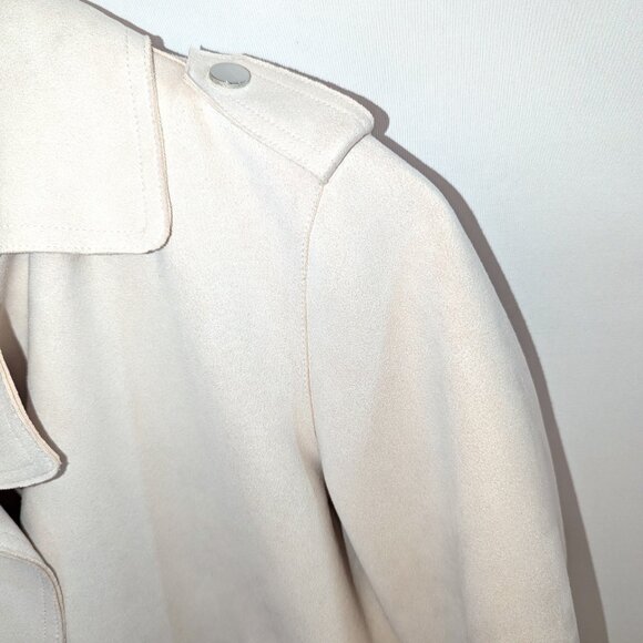 Anthropologie | Faux Leather Suede Crop Moto Jacket Pale Blush Pink | Size XS - Picture 6 of 13